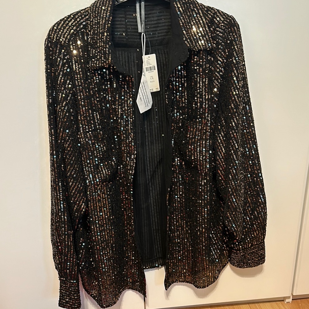 Sequin Anthropologie 1x button down